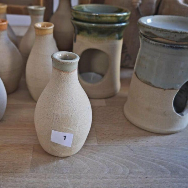 Bespoke, mid-century modernist, hand-made, natural, stoneware diffuser/ bud vases