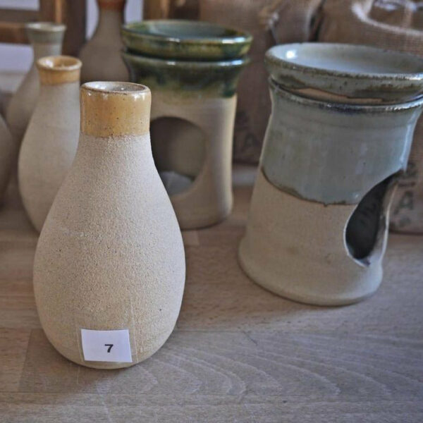 Bespoke, mid-century modernist, hand-made, natural, stoneware diffuser/ bud vases