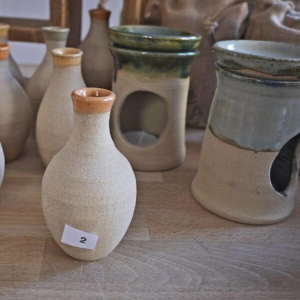 Bespoke, mid-century modernist, hand-made, natural, stoneware diffuser/ bud vases